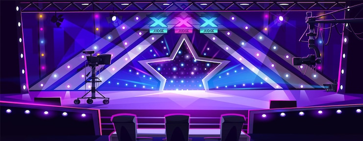 Free Vector talent reality show with equipment on stage