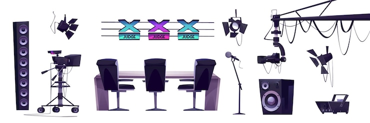 Free Vector talent show equipment for tv broadcast and record