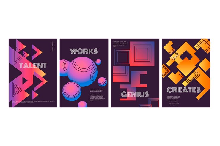 Free Vector talent works cover shapes in dark background