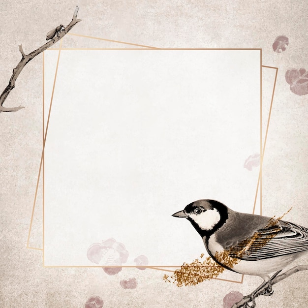 Free vector talgoxe great tit on a grunge brown background