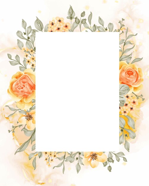 Talitha rose yellow orange flower frame background with white space rectangle