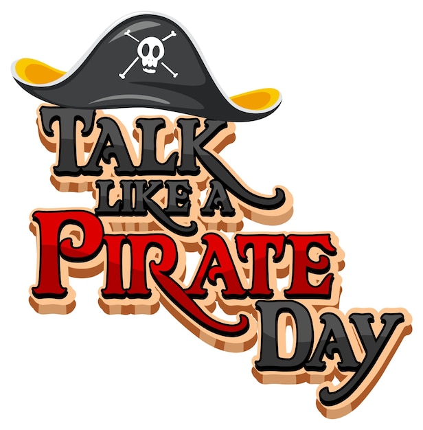 Логотип talk like a pirate day с пиратской шляпой на белом фоне