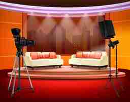 Free vector talk show studio interior