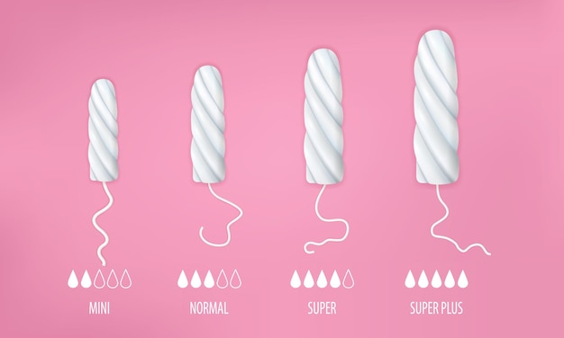 Free Vector  Tampons set with mini normal and super size realistic isolated