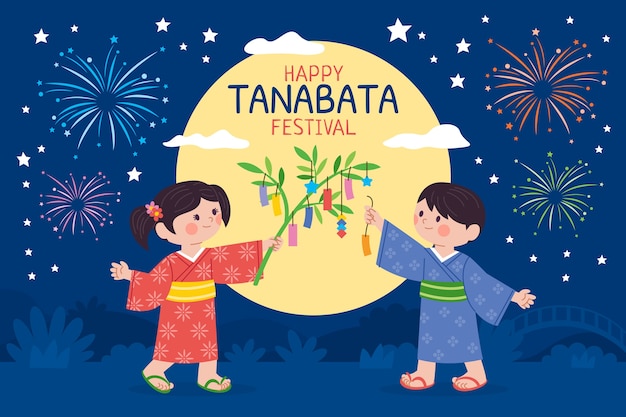 Free vector tanabata flat background