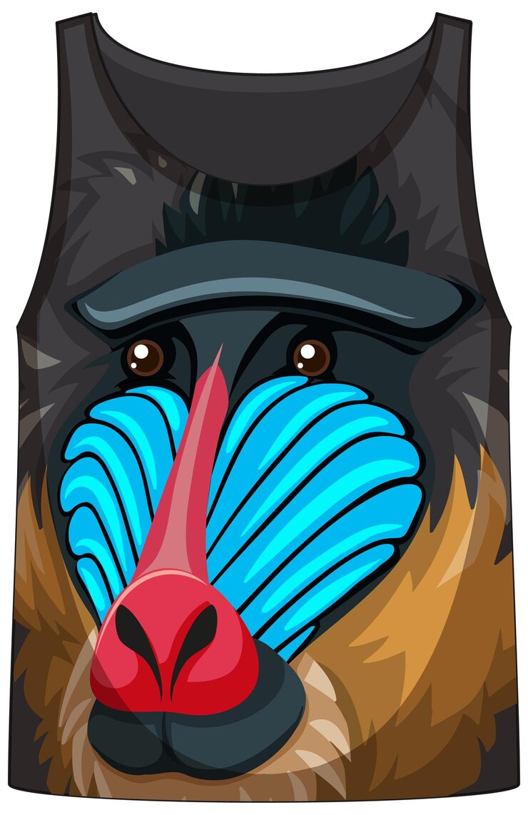 मुफ़्त वेक्टर tank top with face of mandrill monkey pattern