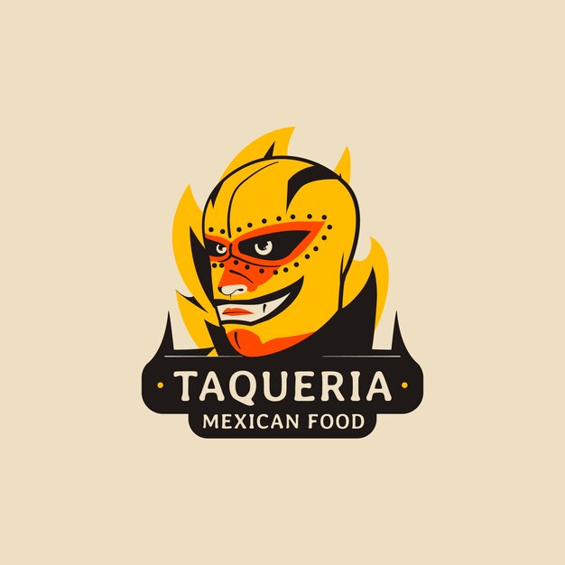 Taqueria restaurant hand drawn logo template
