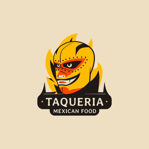 Шаблон логотипа ресторана Taqueria, нарисованный вручную