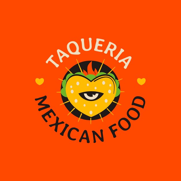 Шаблон логотипа ресторана Taqueria, нарисованный вручную