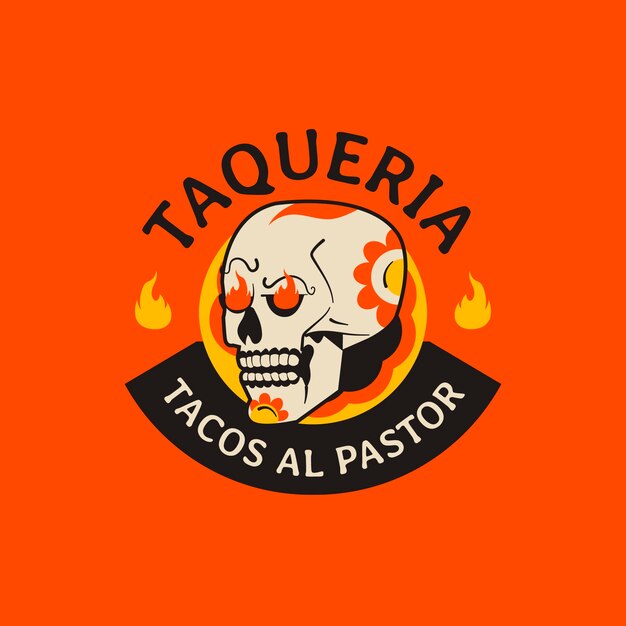 Taqueria 레스토랑 손으로 그린 로고 템플릿