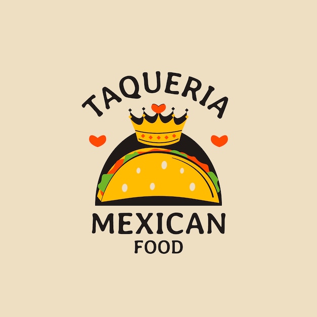 Vettore gratuito modello di logo disegnato a mano del ristorante taqueria