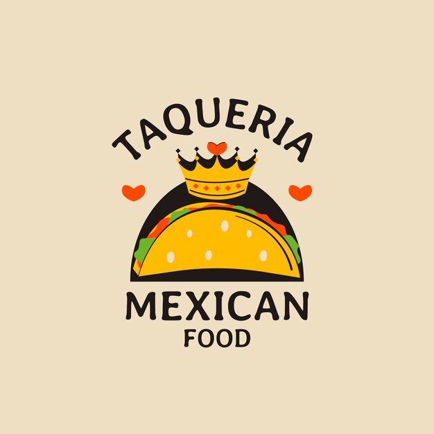 Taqueria 레스토랑 손으로 그린 로고 템플릿