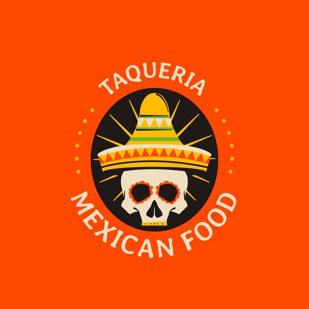 Taqueria 레스토랑 손으로 그린 로고 템플릿