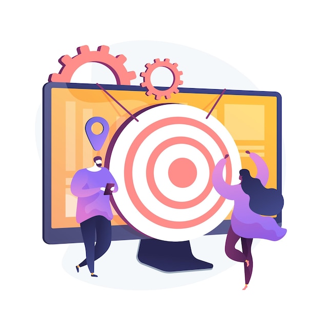 Free vector target audience identification. brand consumers, loyal customers analysis, marketing survey. smm experts analysing intended audience groups. vector isolated concept metaphor illustration