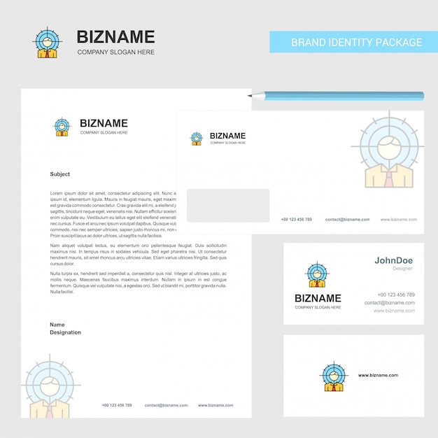 ターゲットビジネスレターヘッド、封筒、および名刺