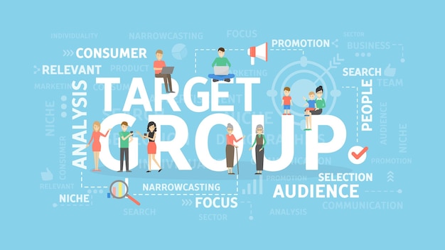 Illustrazione del gruppo target idea di marketing e analisi del pubblico
