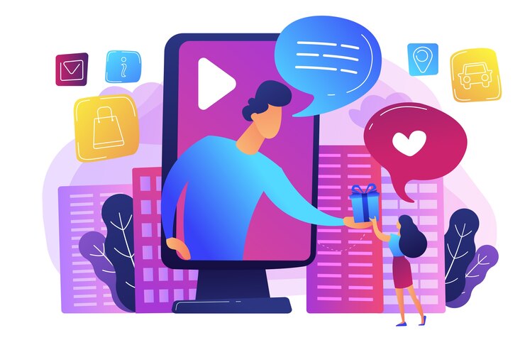 Free Vector targeted social media ads. giveaway promo campaign, smm. interactive advertising, clients engagement analytics, effective marketing services concept.