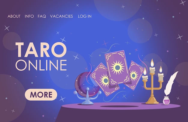 Taro online flat landing page template table with candles