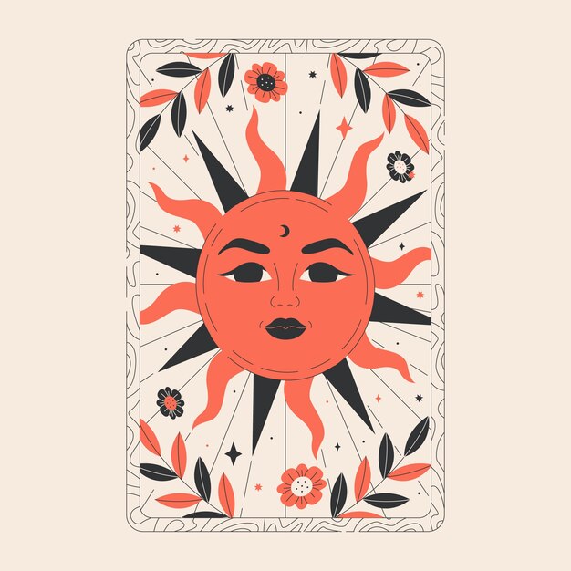 tarot card boho design with sun