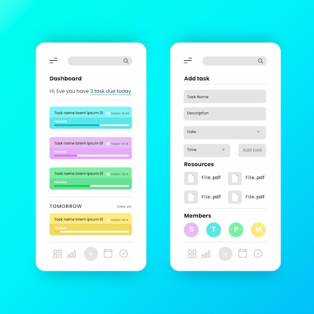 Task management app interface