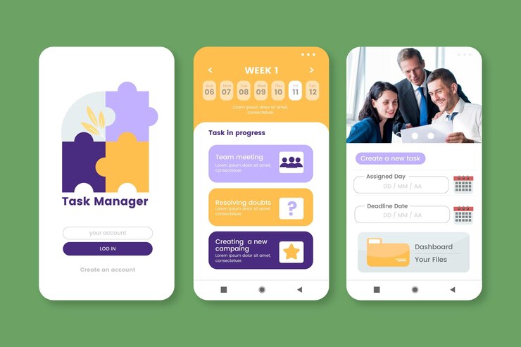 Free Vector task management application template