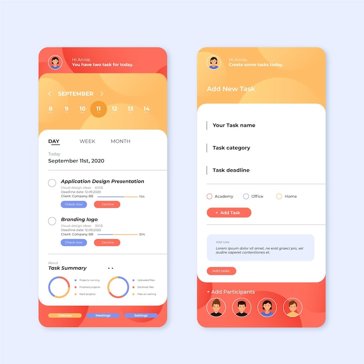 Free Vector task management application