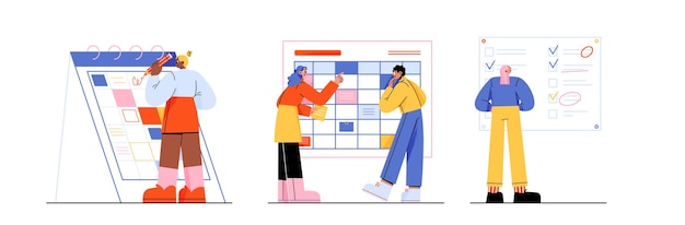 business planning work images Free vector tasks schedule concept with people making notes