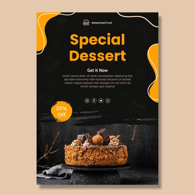tasty american food poster template