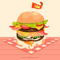 Free vector tasty background of burger in flat design