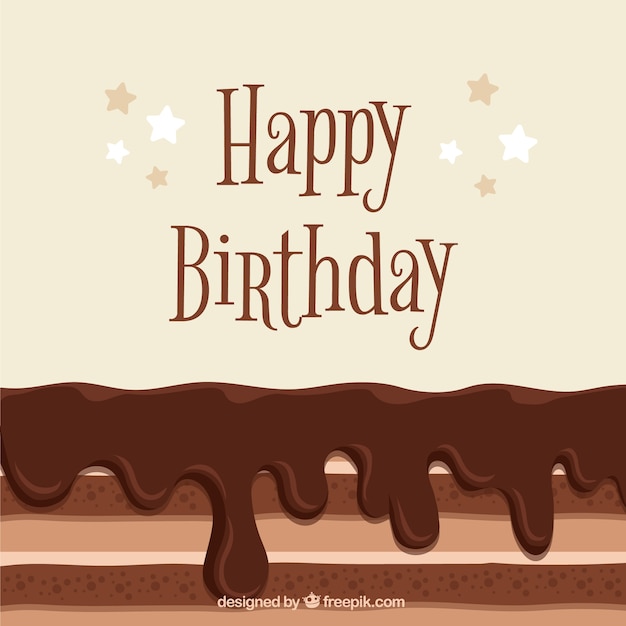 Tasty birthday background with chocolate cake