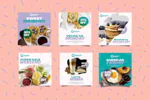 Free vector tasty breakfast social media stories