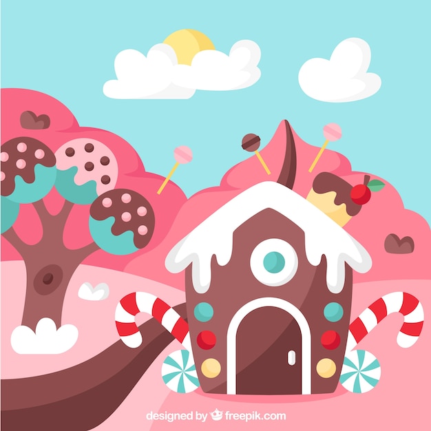 Free vector tasty candy land background in flat style