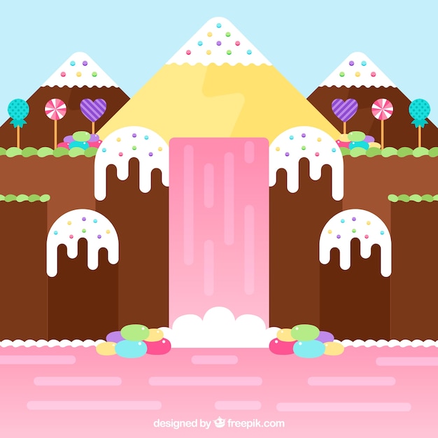 Free vector tasty candy land background in flat style