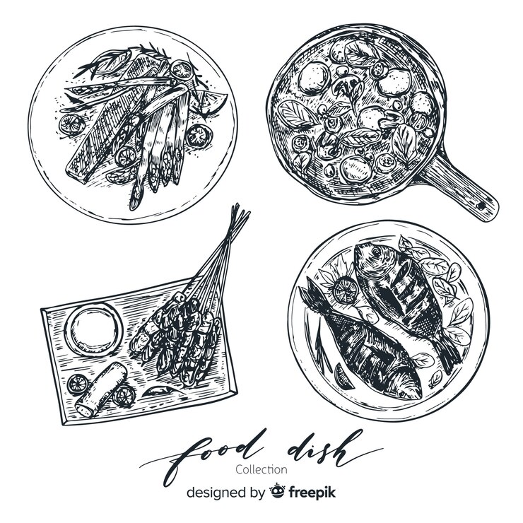 Free Vector tasty food dish collection