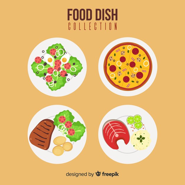 Tasty food dish collection