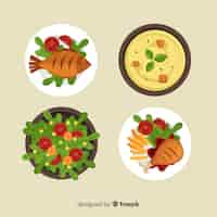Free vector tasty food dishes set