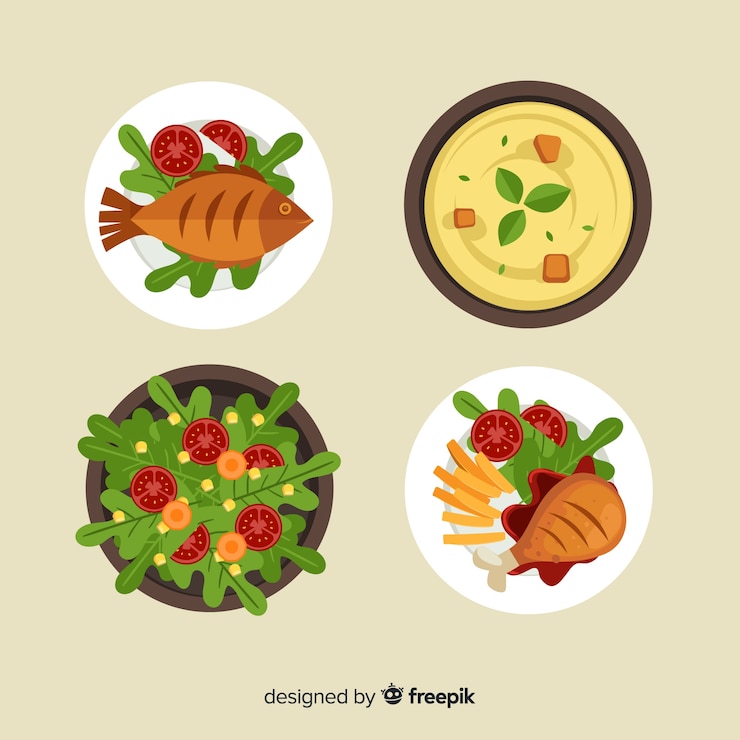 Free Vector tasty food dishes set