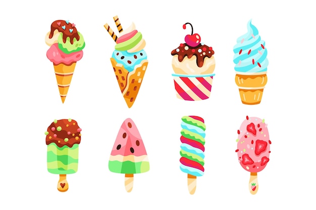 Tasty hand drawn ice cream set