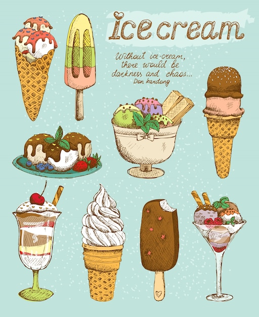 Free vector tasty ice cream set