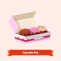 Vettore gratuito gustosi, cercando, cupcakes, cardbox