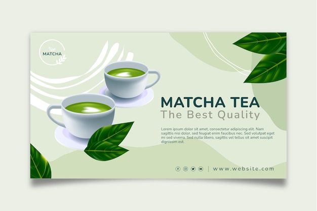 Vettore gratuito modello di banner gustoso tè matcha