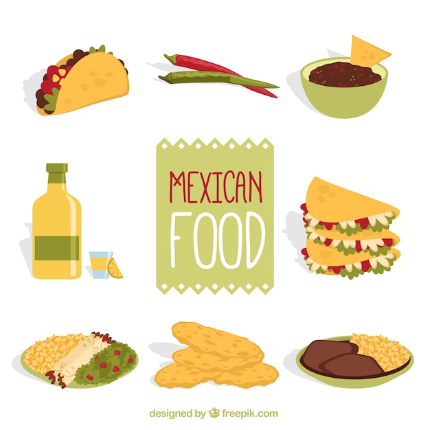 Free vector tasty mexican food pack