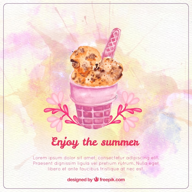 Tasty watercolor summer ice cream