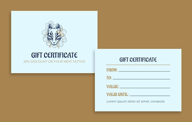 Tattoo gift certificate template design