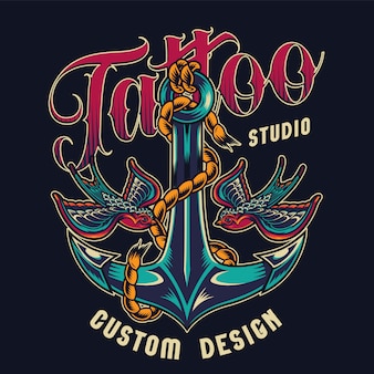 Tattoo studio colorful print