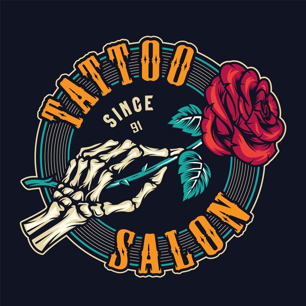 Tattoo studio colorful round print