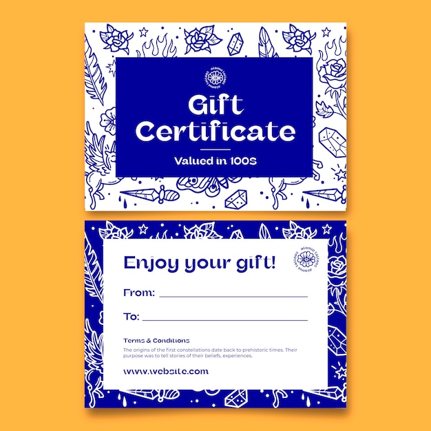 Tattoo studio gift certificate