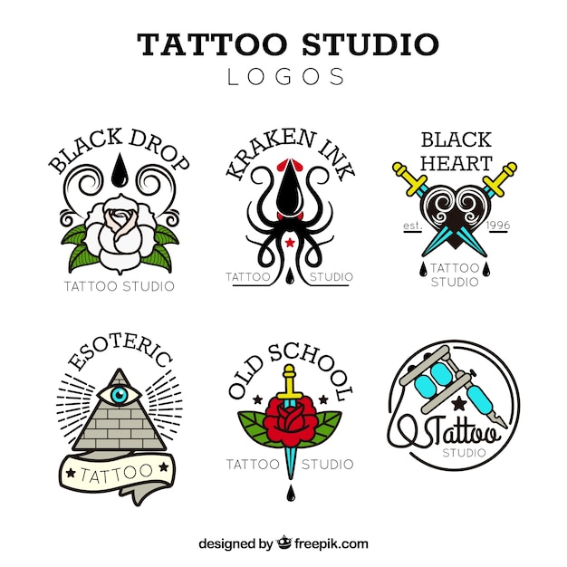 Collezione di logo del tatuaggio studio