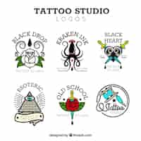 Free vector tattoo studio logo collection