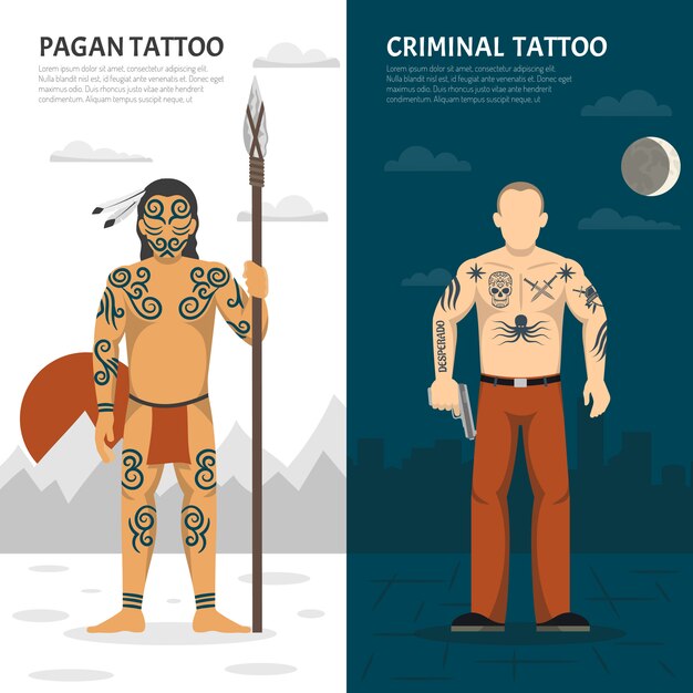 Студия татуировки вертикальный набор баннеров